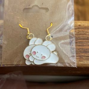 White baby rabbit earrings